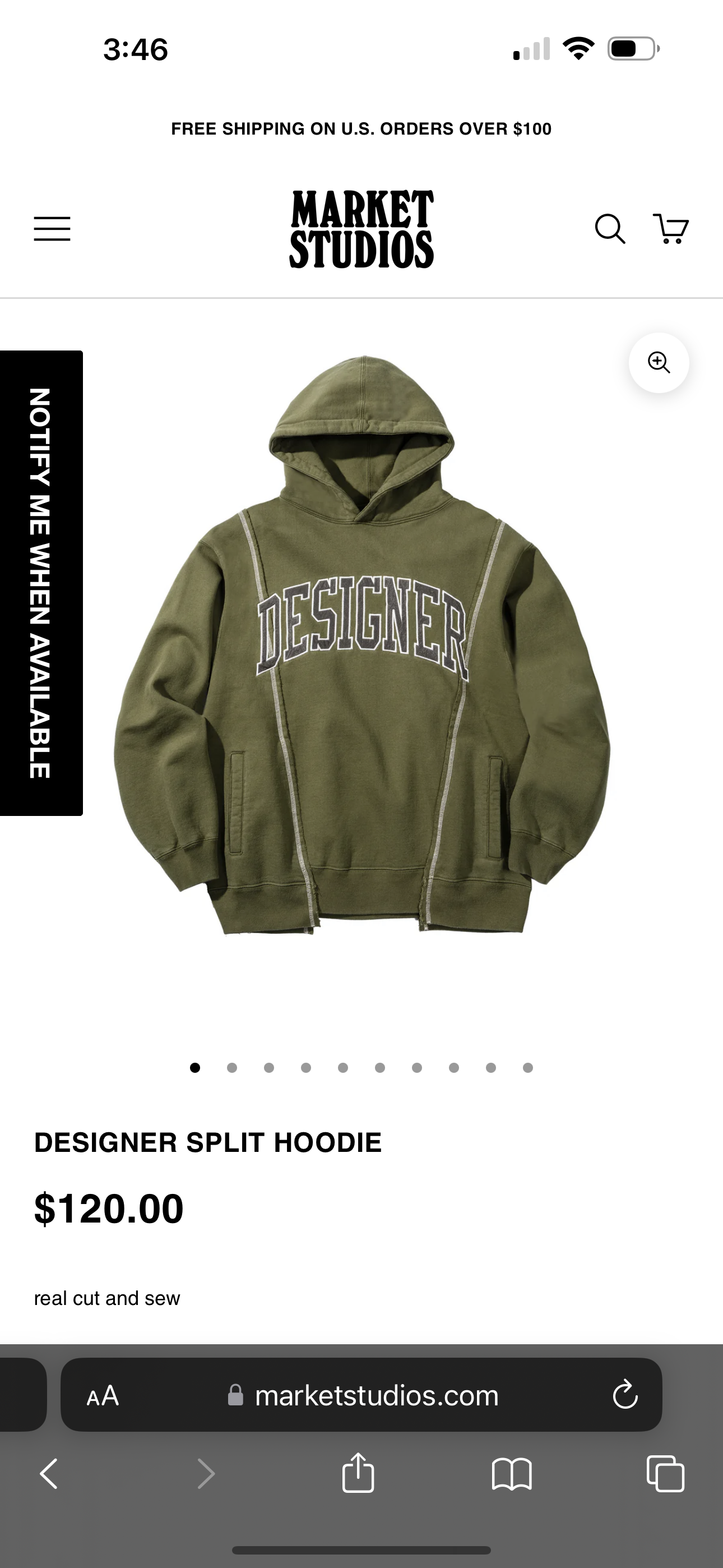 Market Studios Designer Green Hoodie MSRP $120