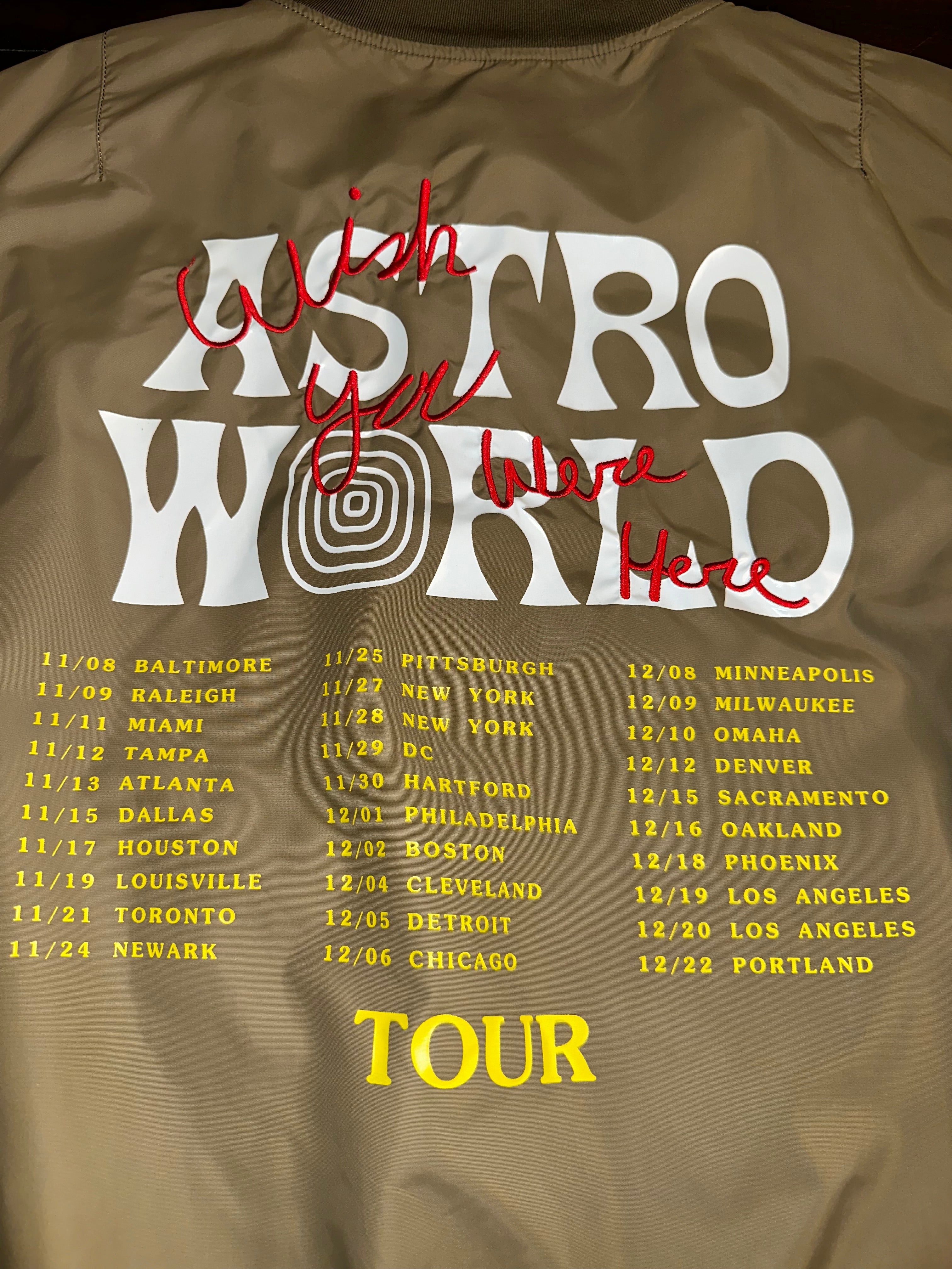 RARE Travis Scott Astroworld 2018 Tour Olive Bomber Jacket