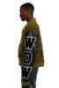 WHO DECIDES WAR Namesake Varsity Olive Jacket