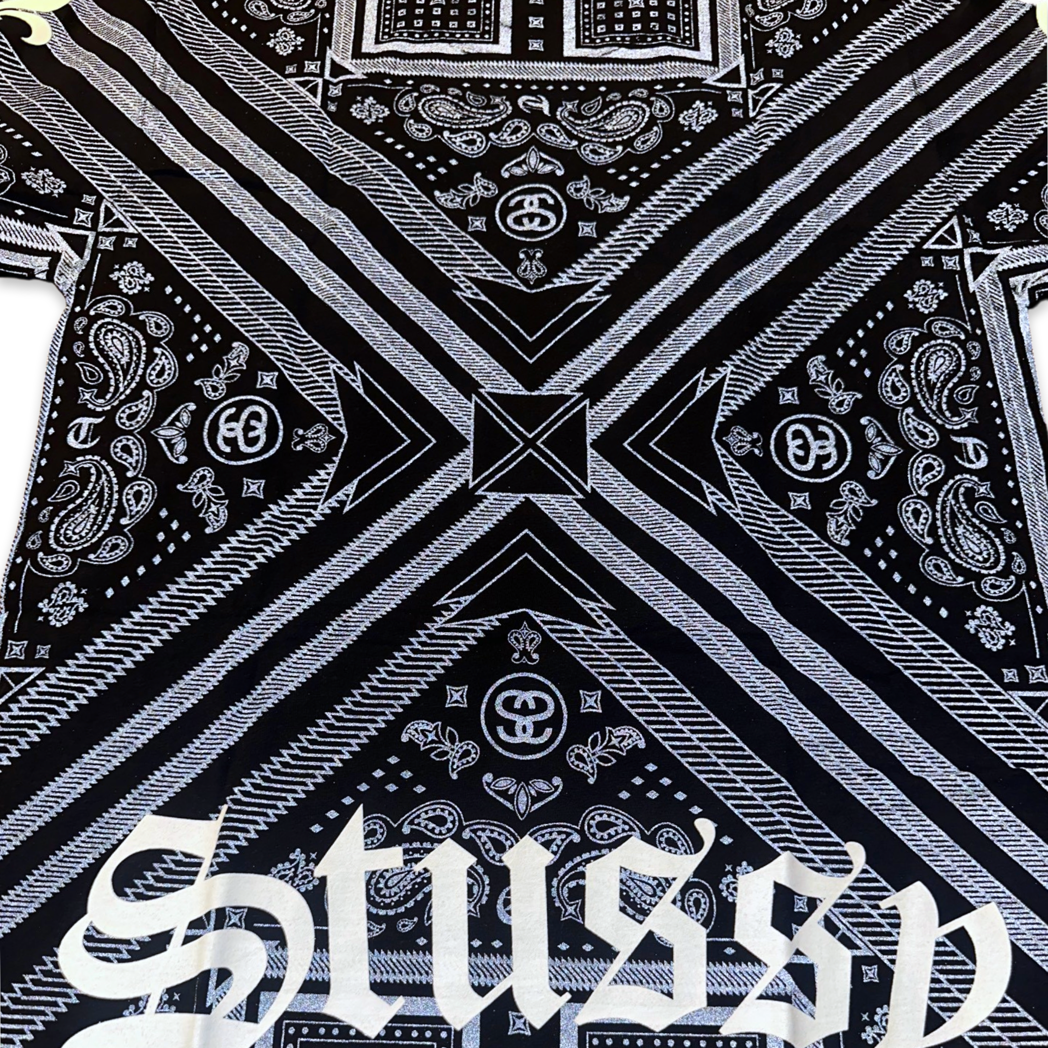 STUSSY Black Bandana Reflective Tee