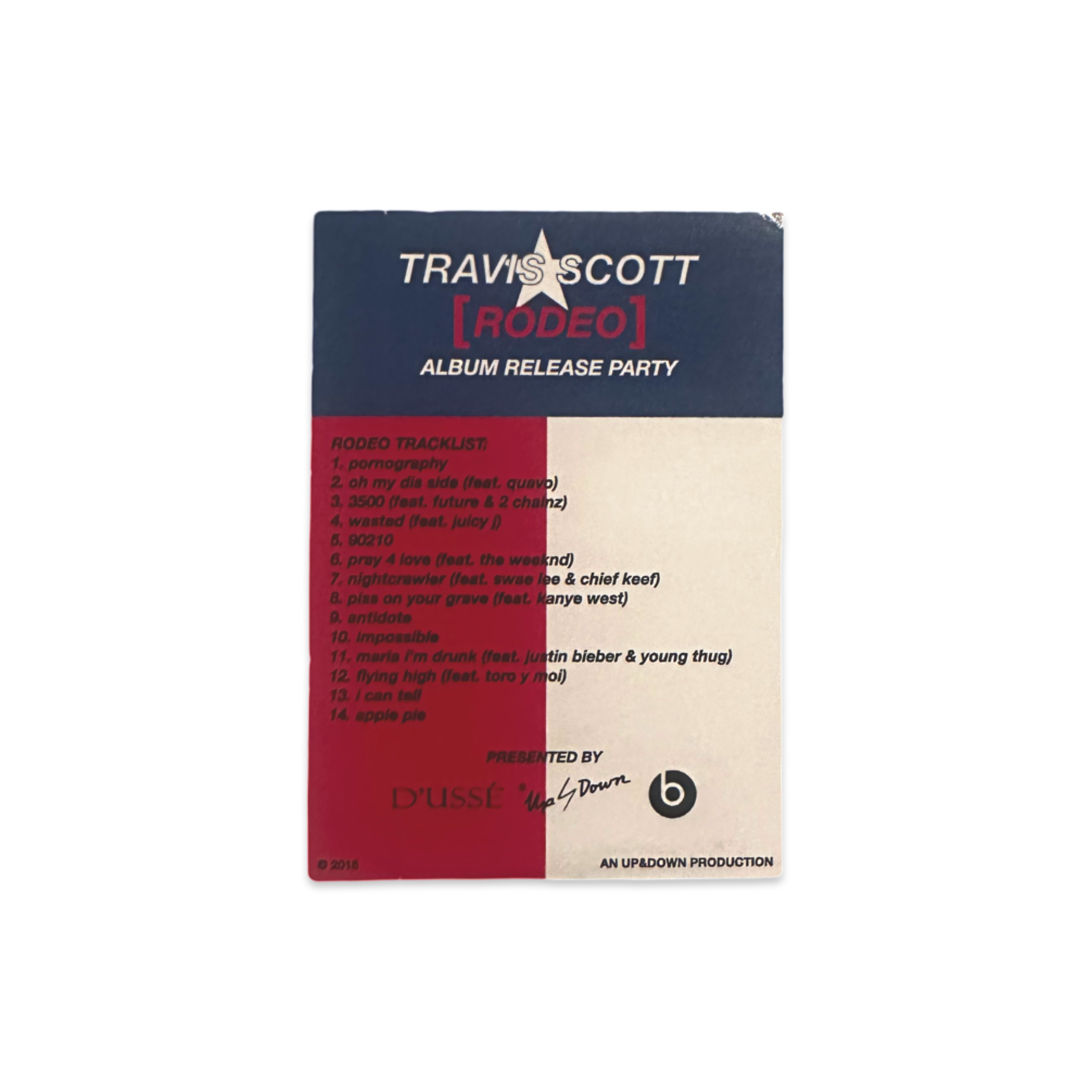 *F&F* Travis Scott 2015 Rodeo Listening Party Card