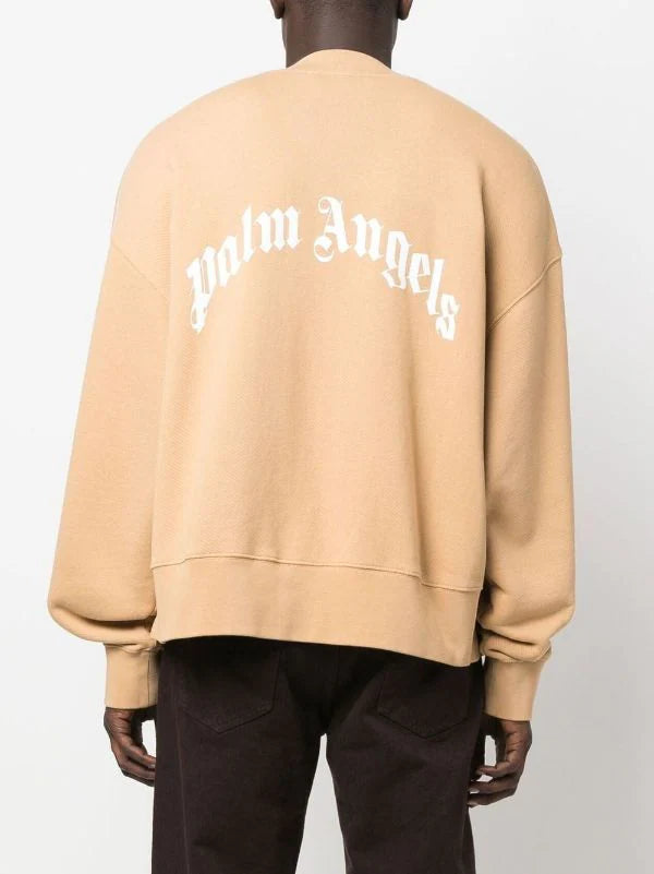 PALM ANGELS Logo Banana Leopard Cream Crewneck