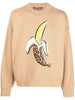 PALM ANGELS Logo Banana Leopard Cream Crewneck