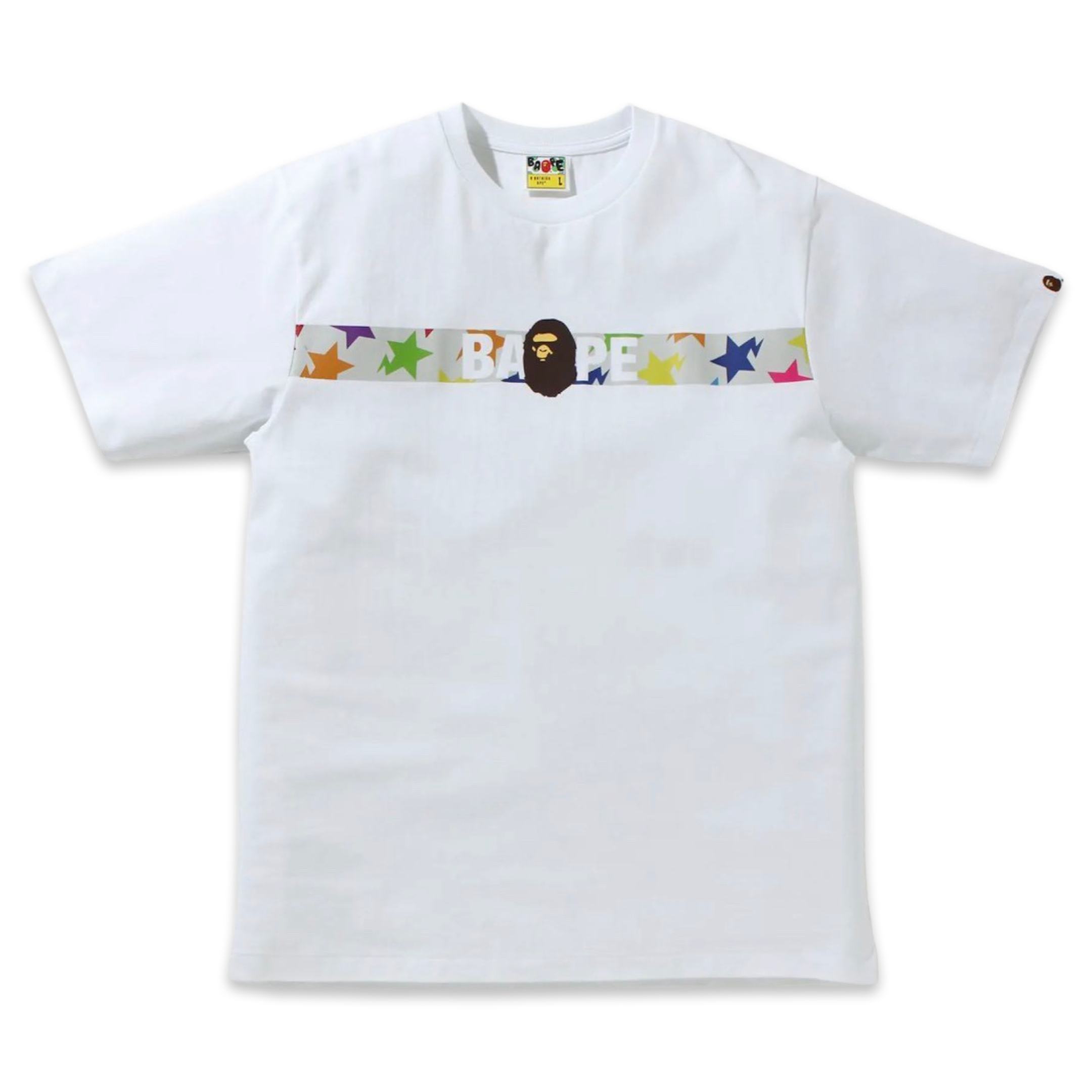 BAPE Multicolor Pattern Tape White Tee