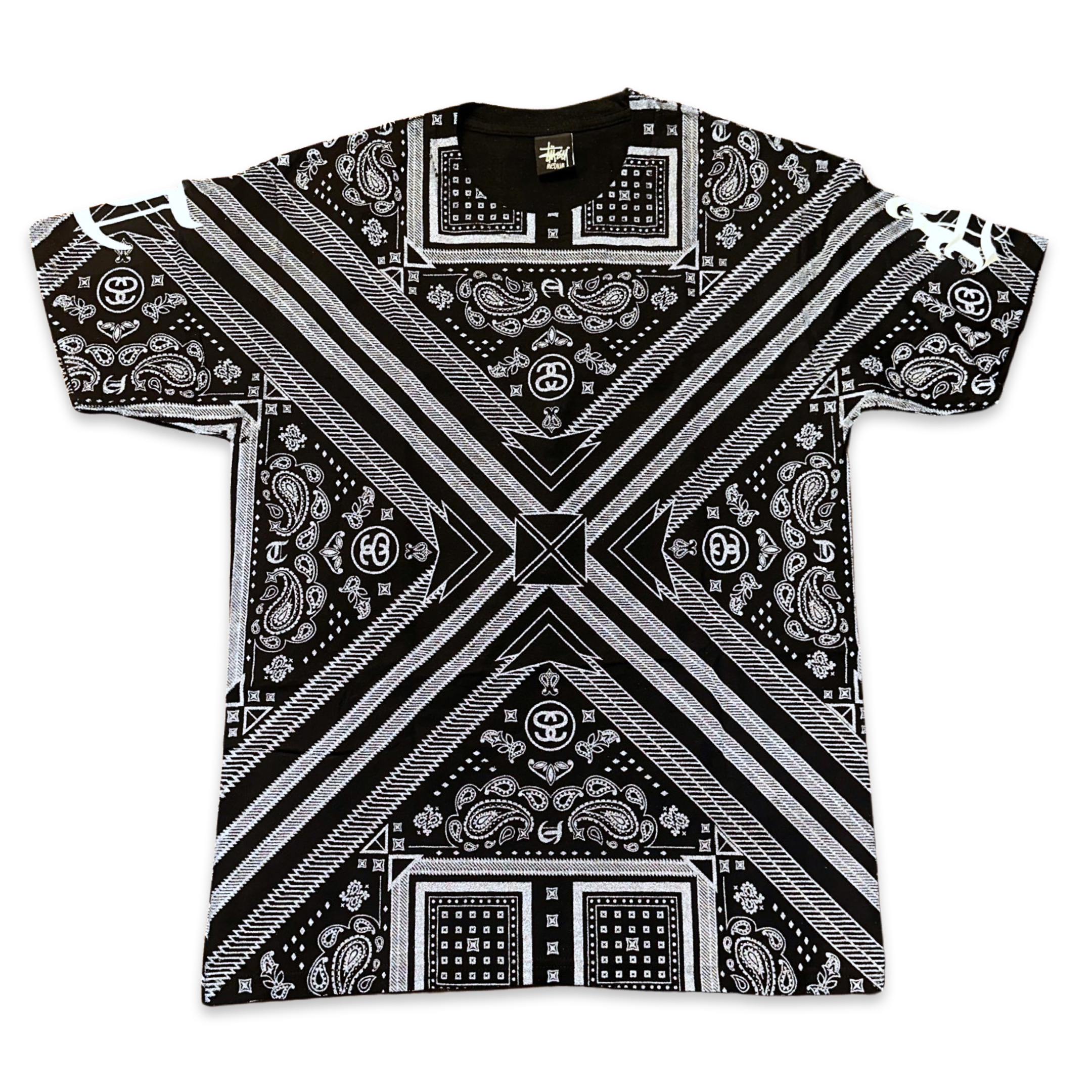 STUSSY Black Bandana Reflective Tee