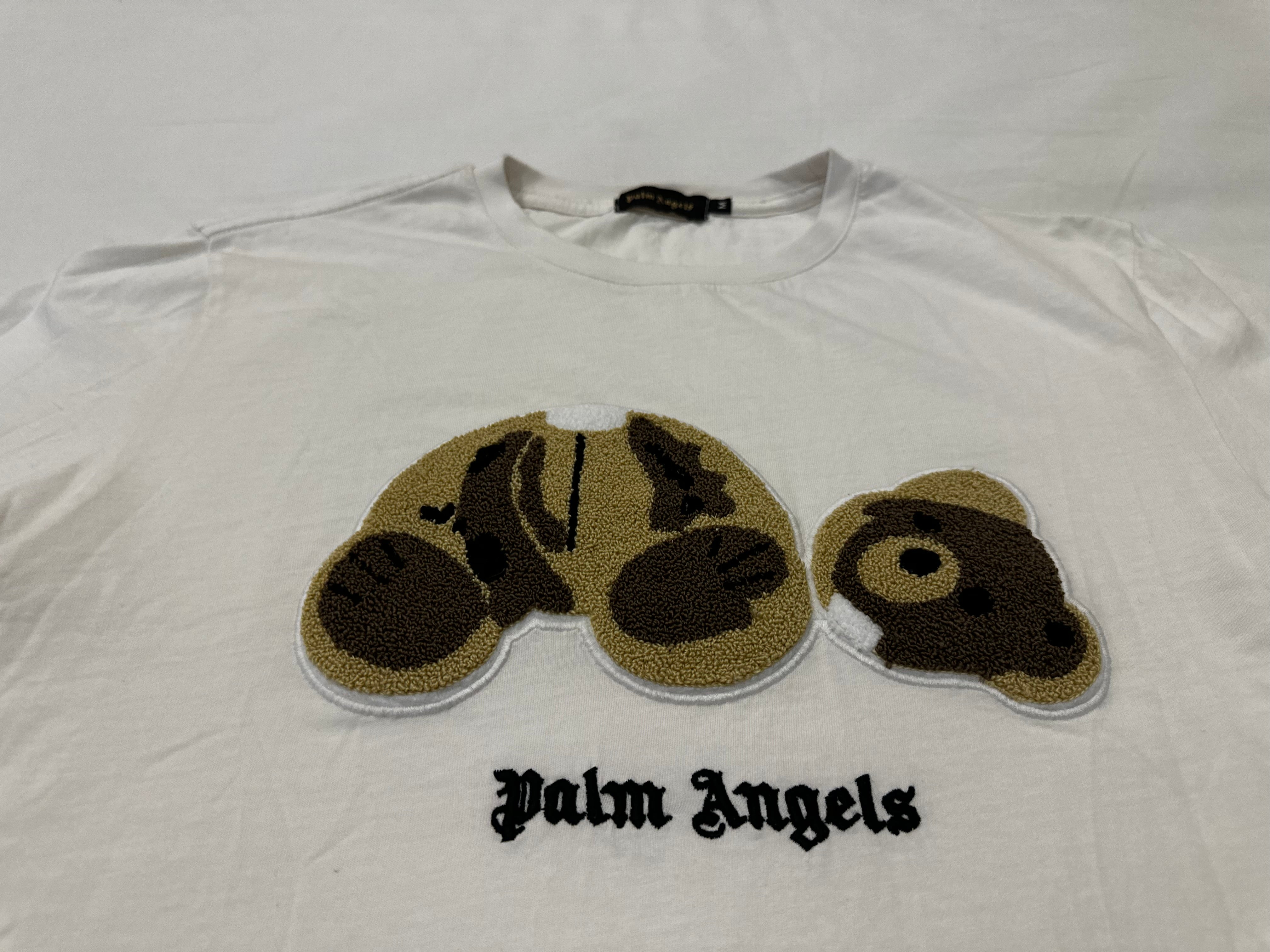 Palm Angels Kill The Bear Embroidered Logo White Tee Designer MSRP $350