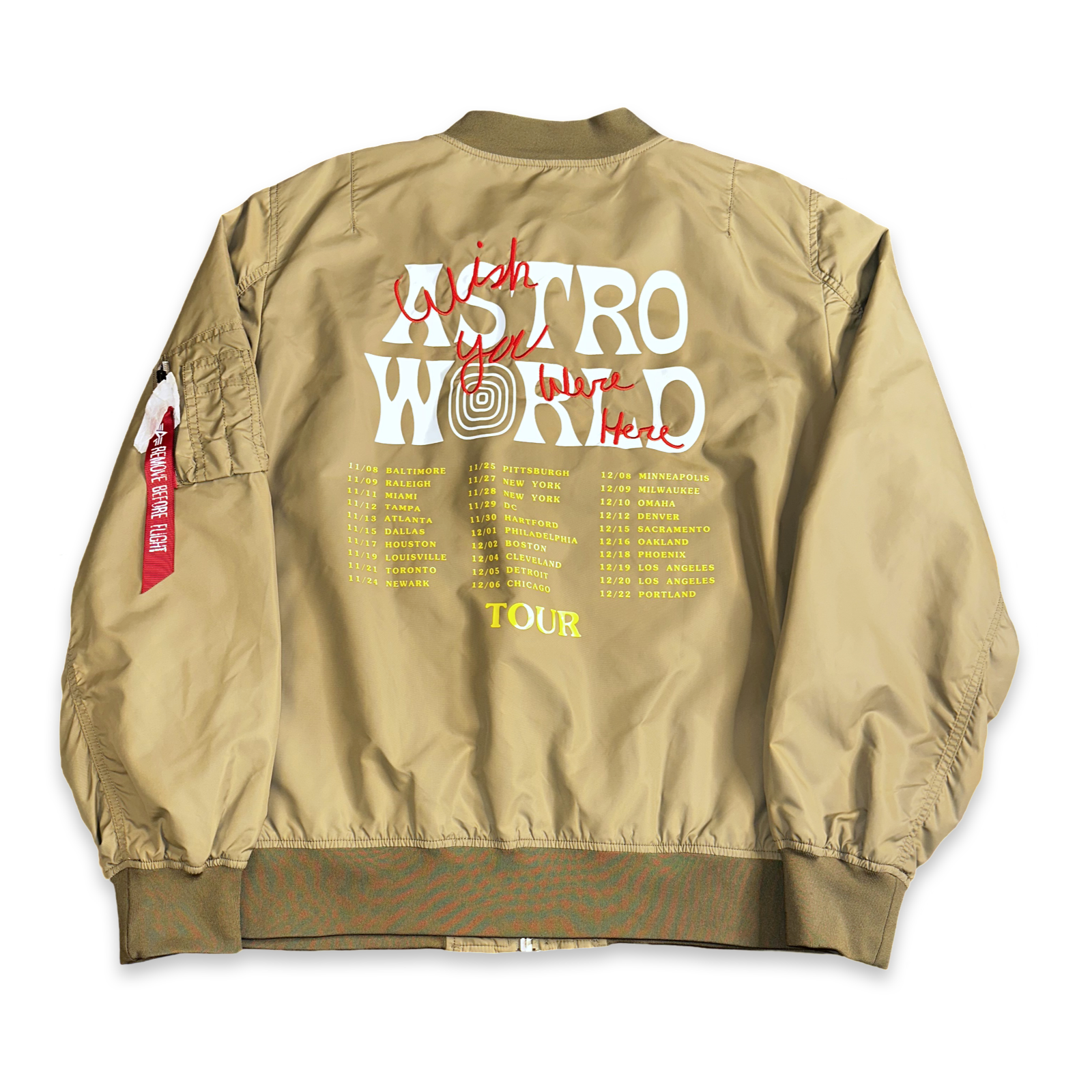 RARE Travis Scott Astroworld 2018 Tour Olive Bomber Jacket