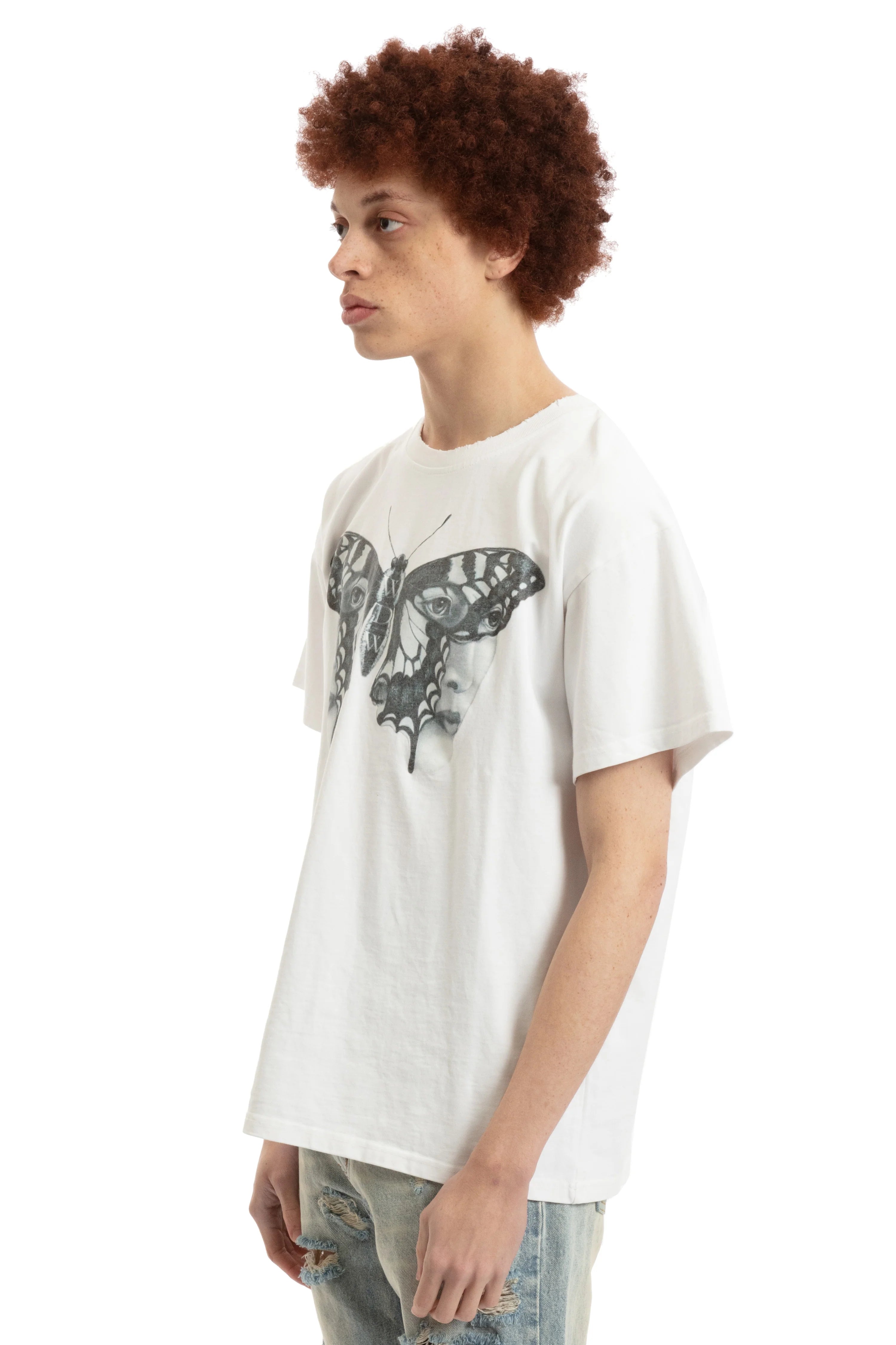 WHO DECIDES WAR Duofly Butterfly Girl Jersey White Tee