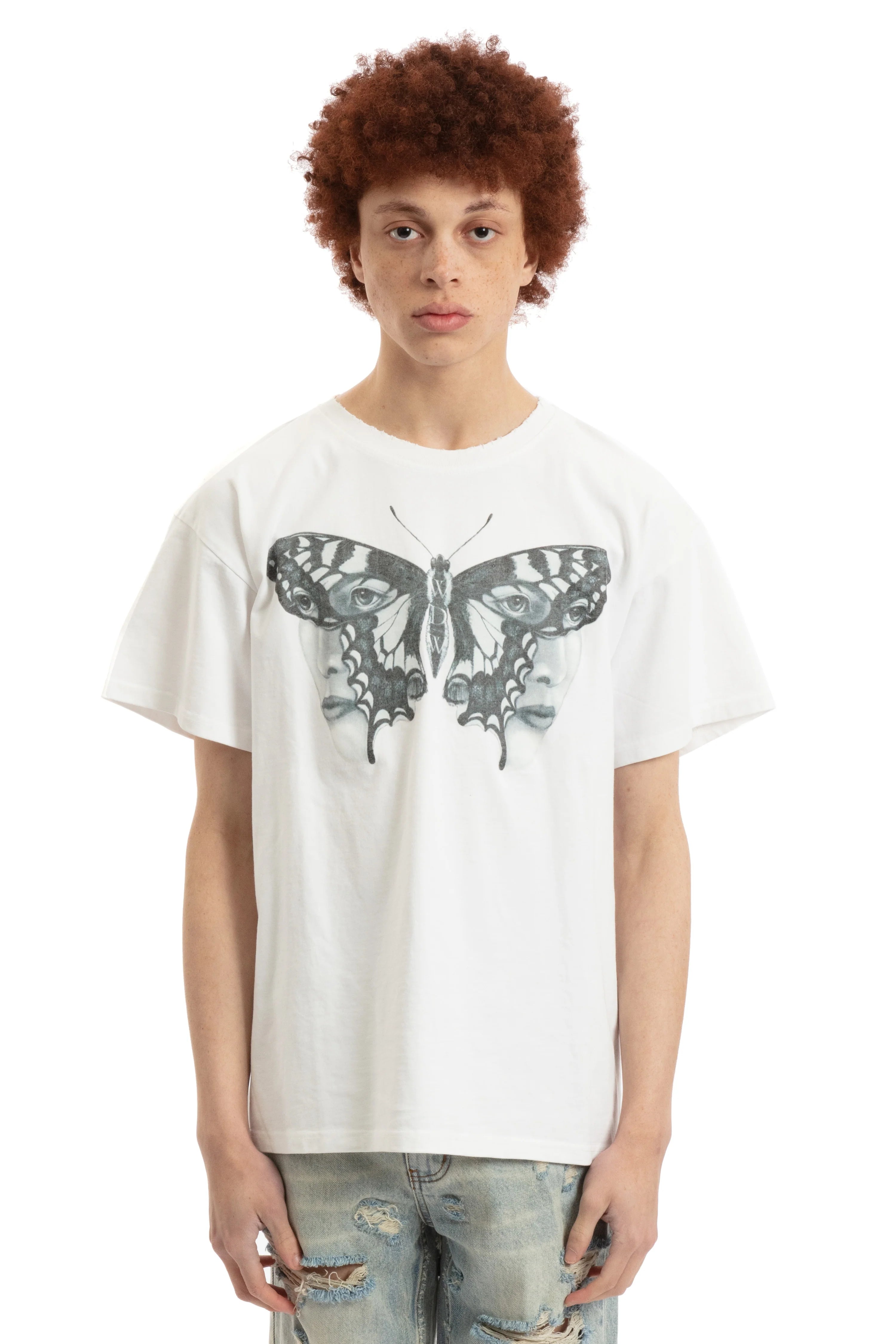 WHO DECIDES WAR Duofly Butterfly Girl Jersey White Tee