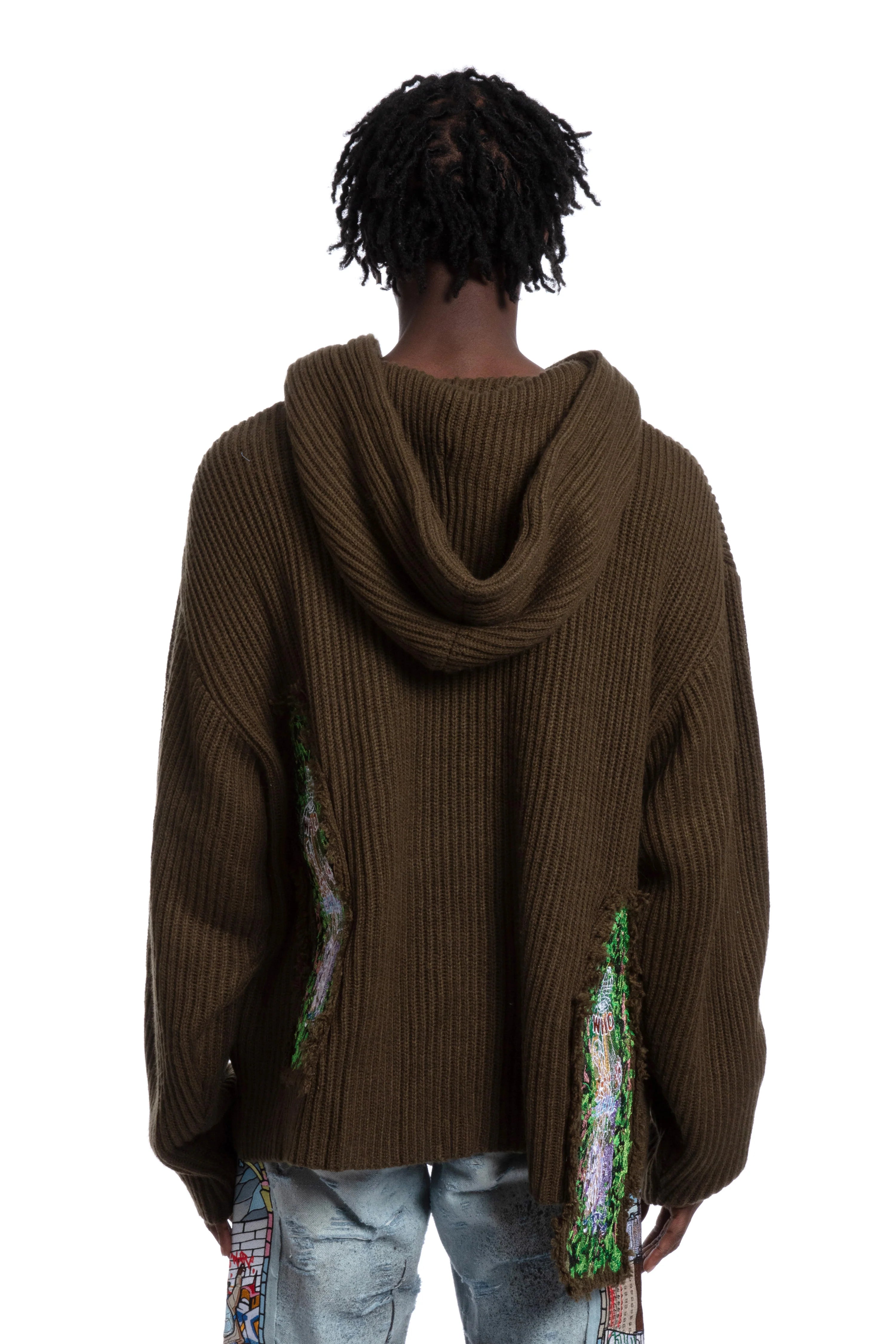 WHO DECIDES WAR Cloak Hooded Brown Sweater