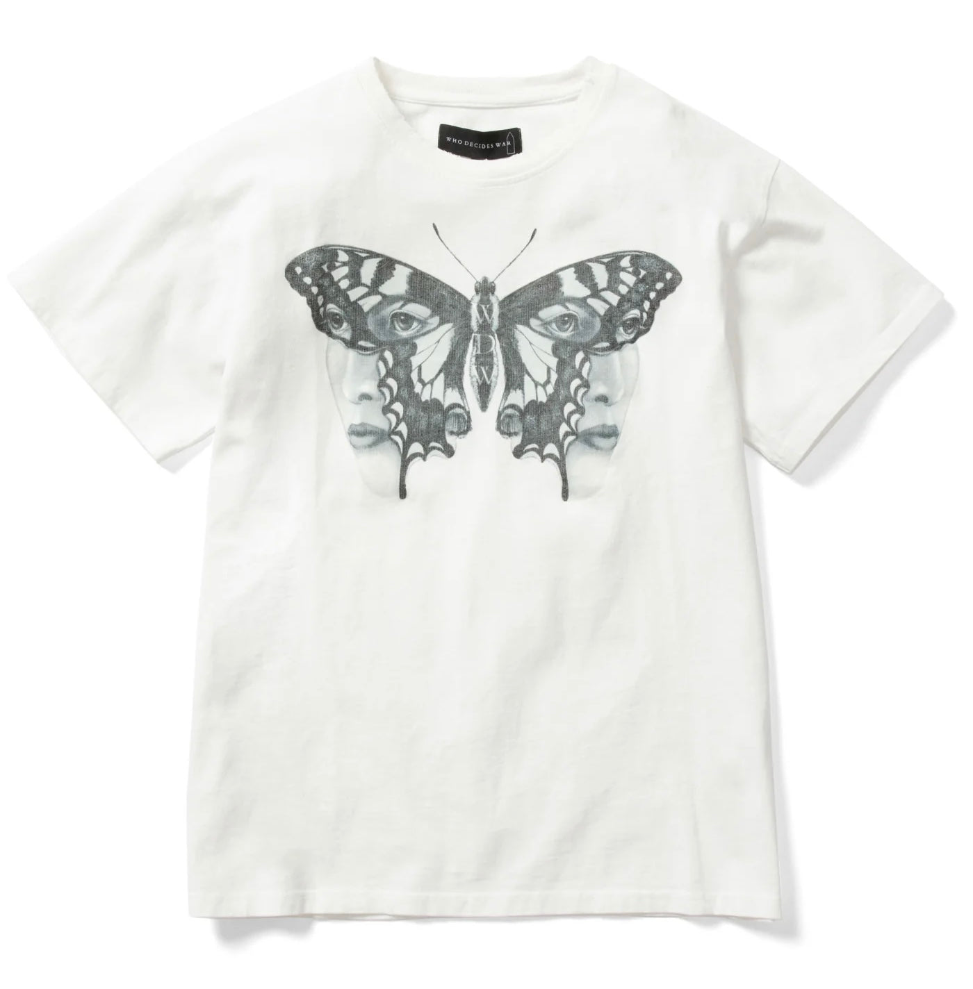 WHO DECIDES WAR Duofly Butterfly Girl Jersey White Tee