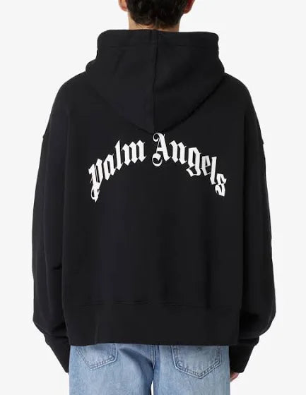 PALM ANGELS Logo Banana Leopard Black Hoodie