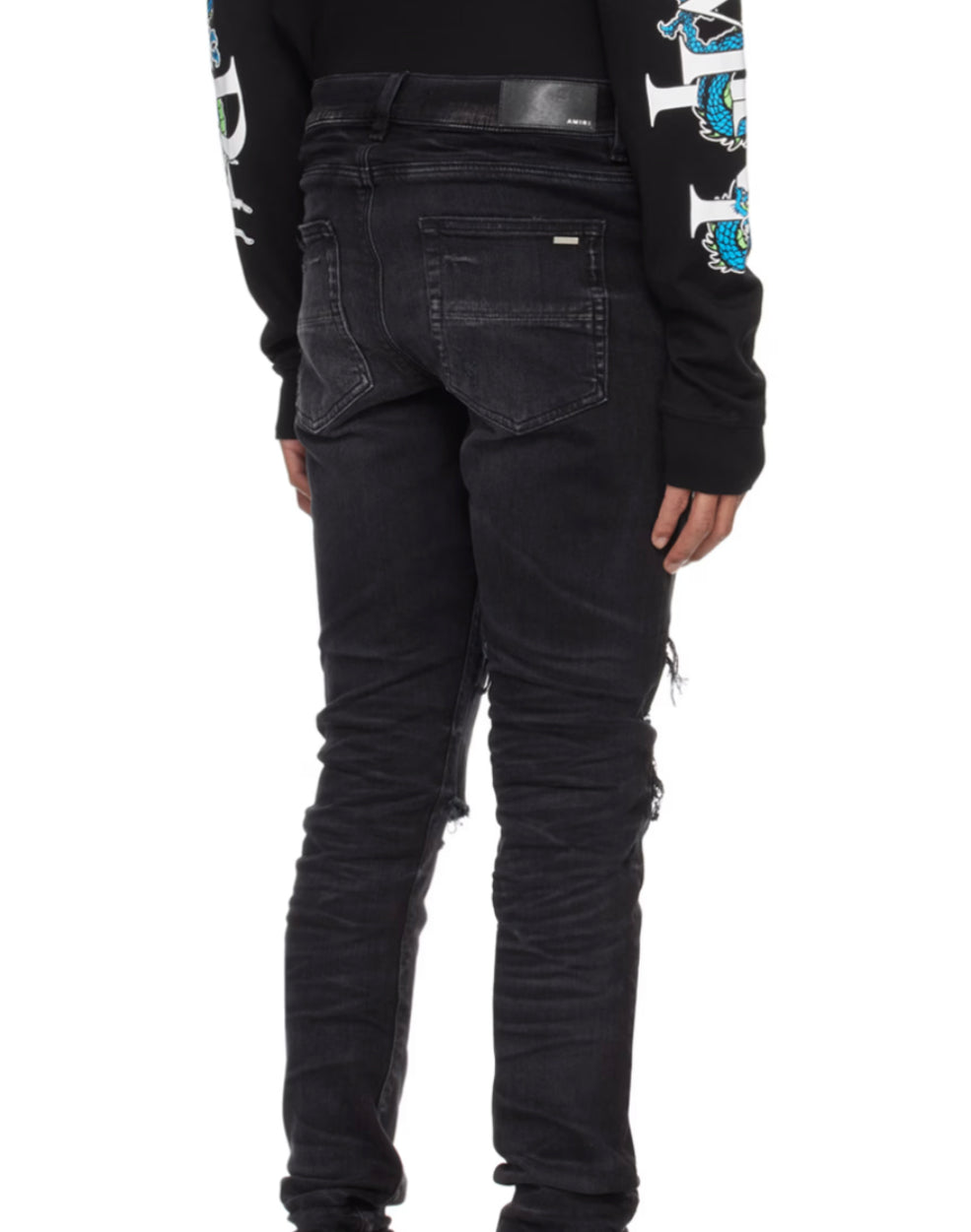 AMIRI Aged Black Bandana Thrasher Denim Jeans Pants