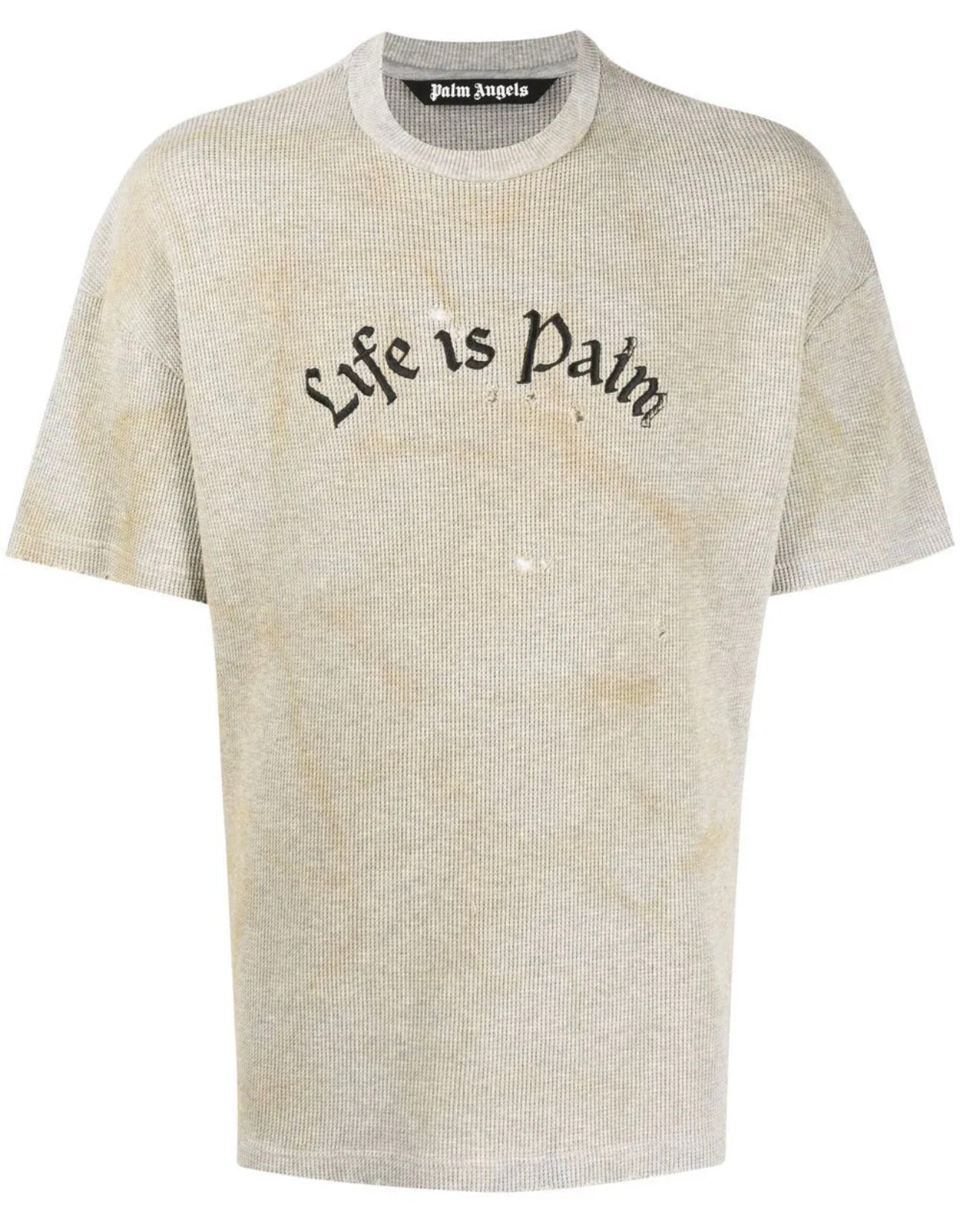 PALM ANGELS Life Is Palm Distressed Embroidered Tee