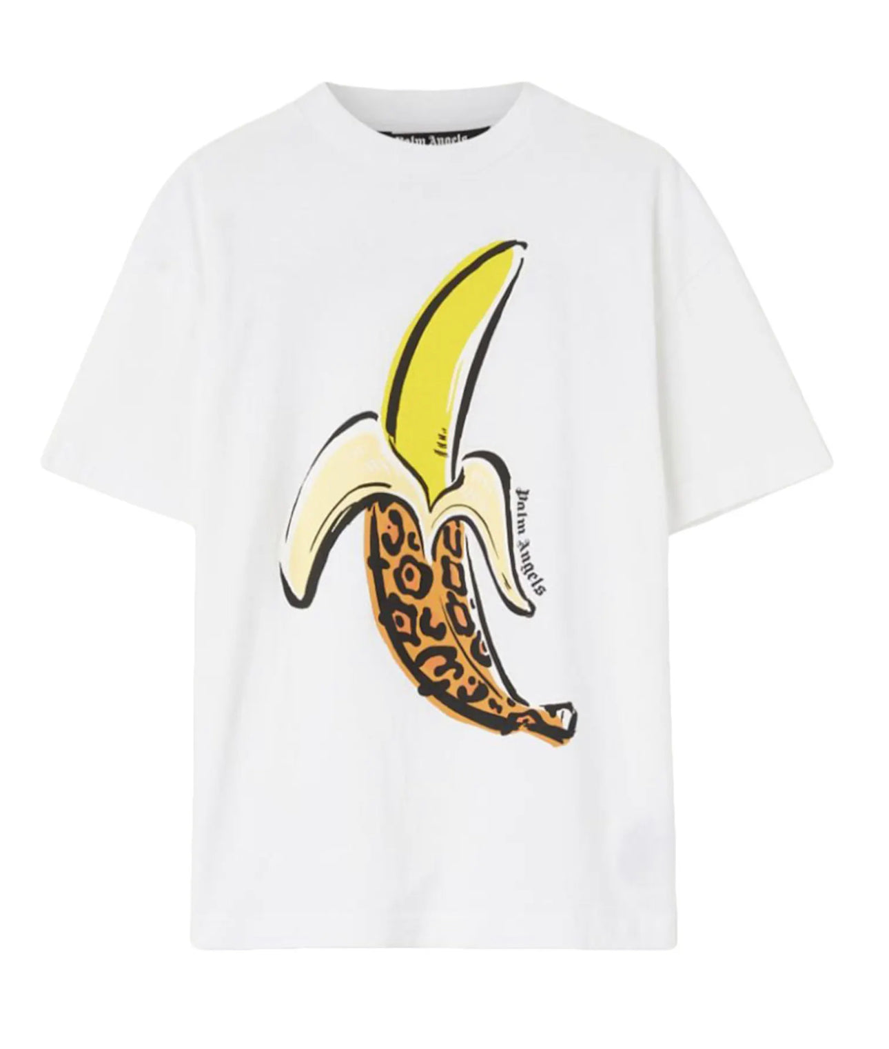 PALM ANGELS Logo Banana Leopard White Tee