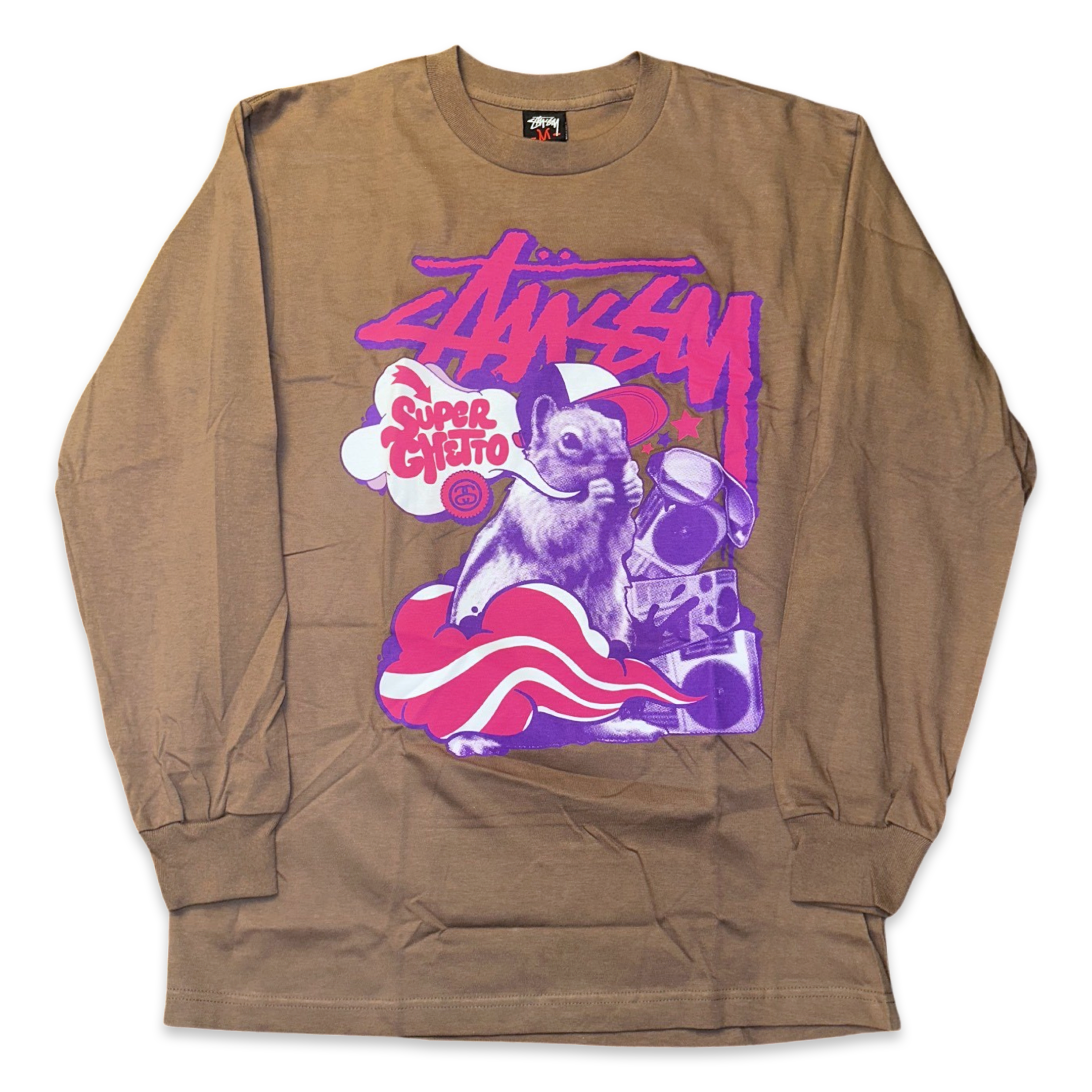 STUSSY Ghetto Squirrel Brown Longsleeve