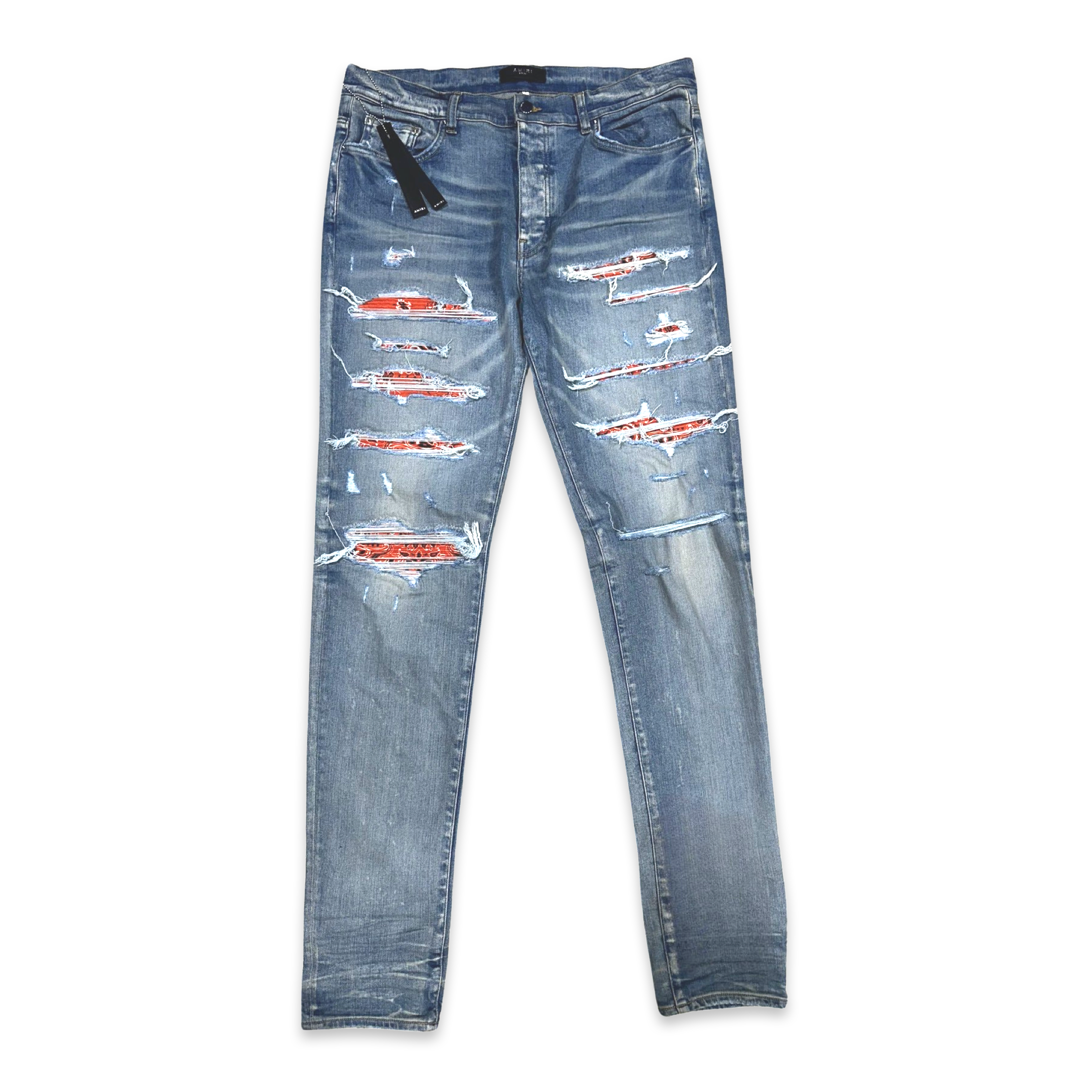 AMIRI Clay Indigo Orange Bandana Thrasher Denim Jeans Pants