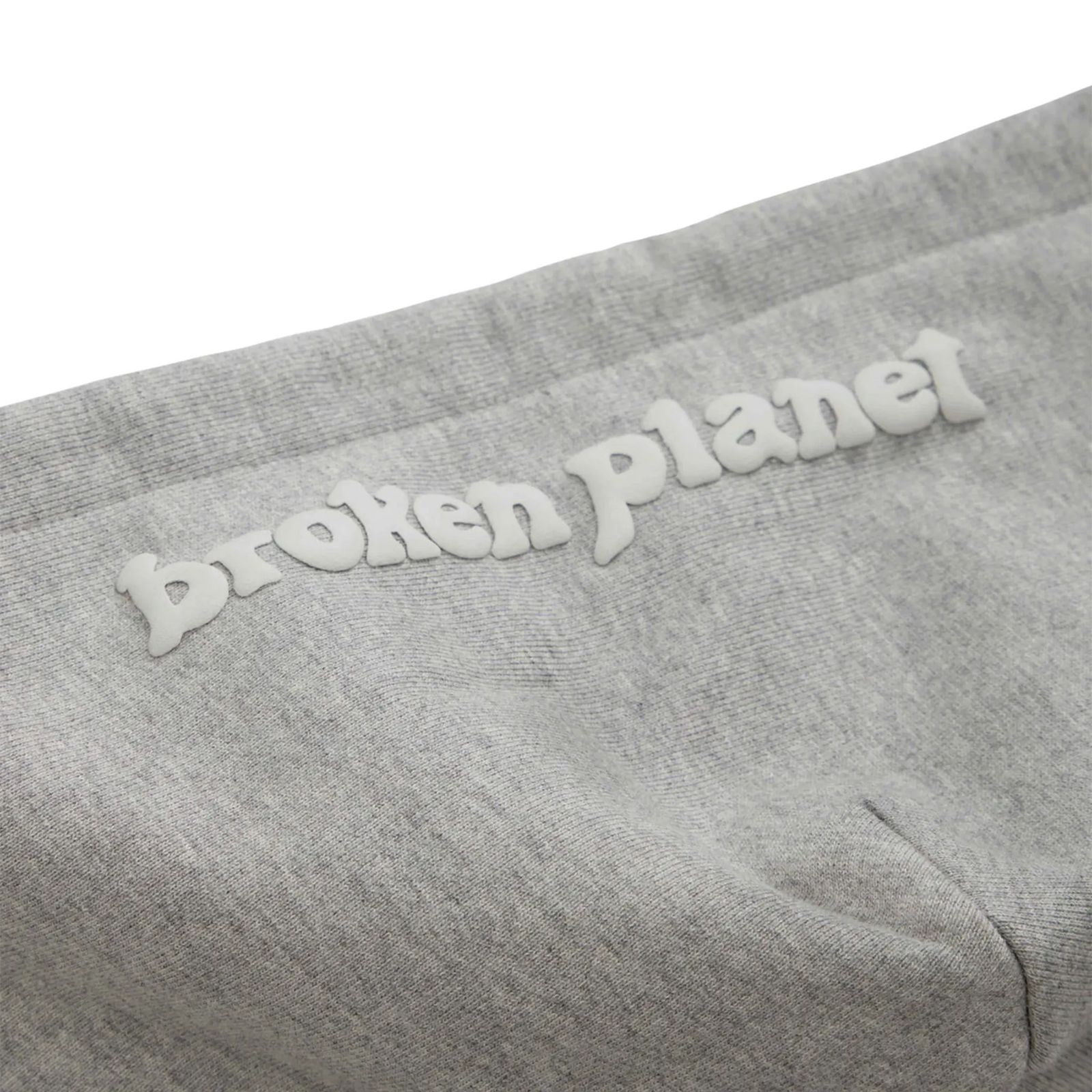 Broken Planet Puff Print Gray Zip Up Hoodie