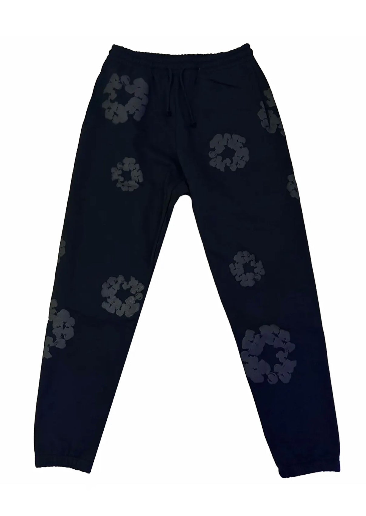 DENIM TEARS Monochrome Black Cotton Wreath Sweatpants