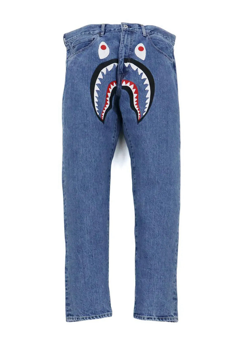 BAPE A Bathing Ape Shark Washed Wide Fit Denim Pant - Indigo