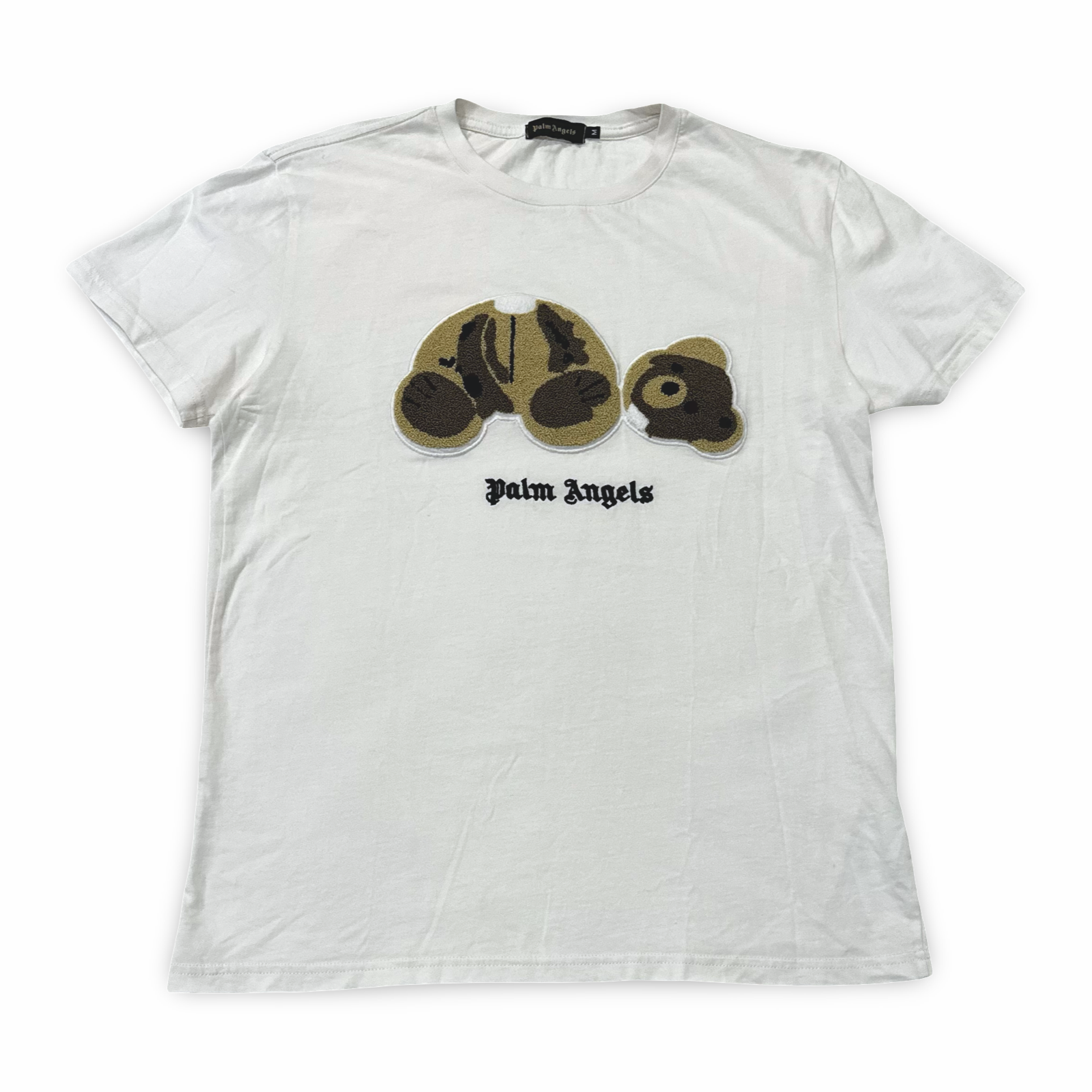 Palm Angels Kill The Bear Embroidered Logo White Tee Designer MSRP $350