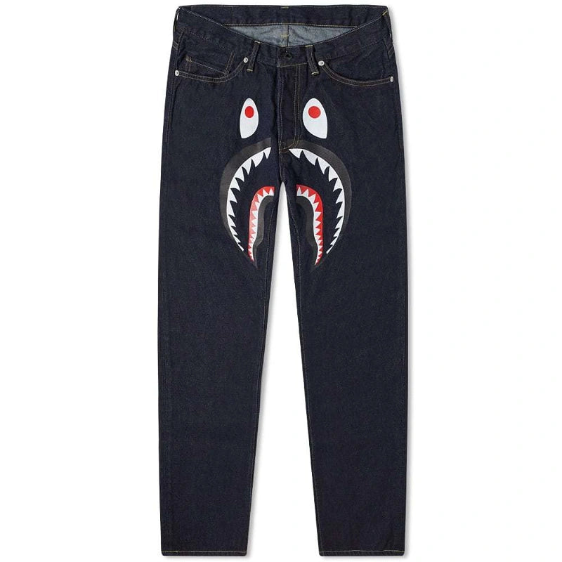 BAPE A Bathing Ape Shark Washed Wide Fit Denim Pant - Black