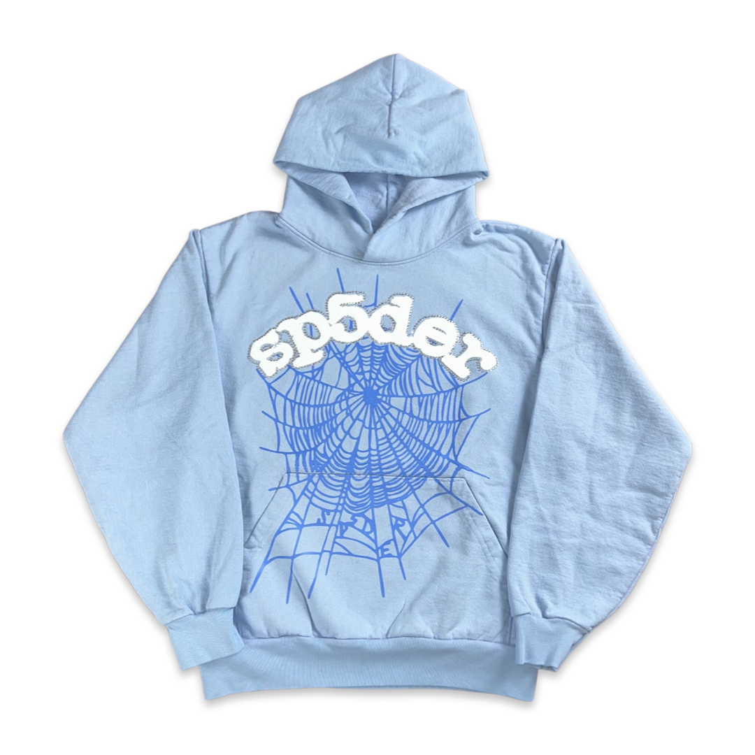 Sp5der Baby Blue Rhinestone Hoodie