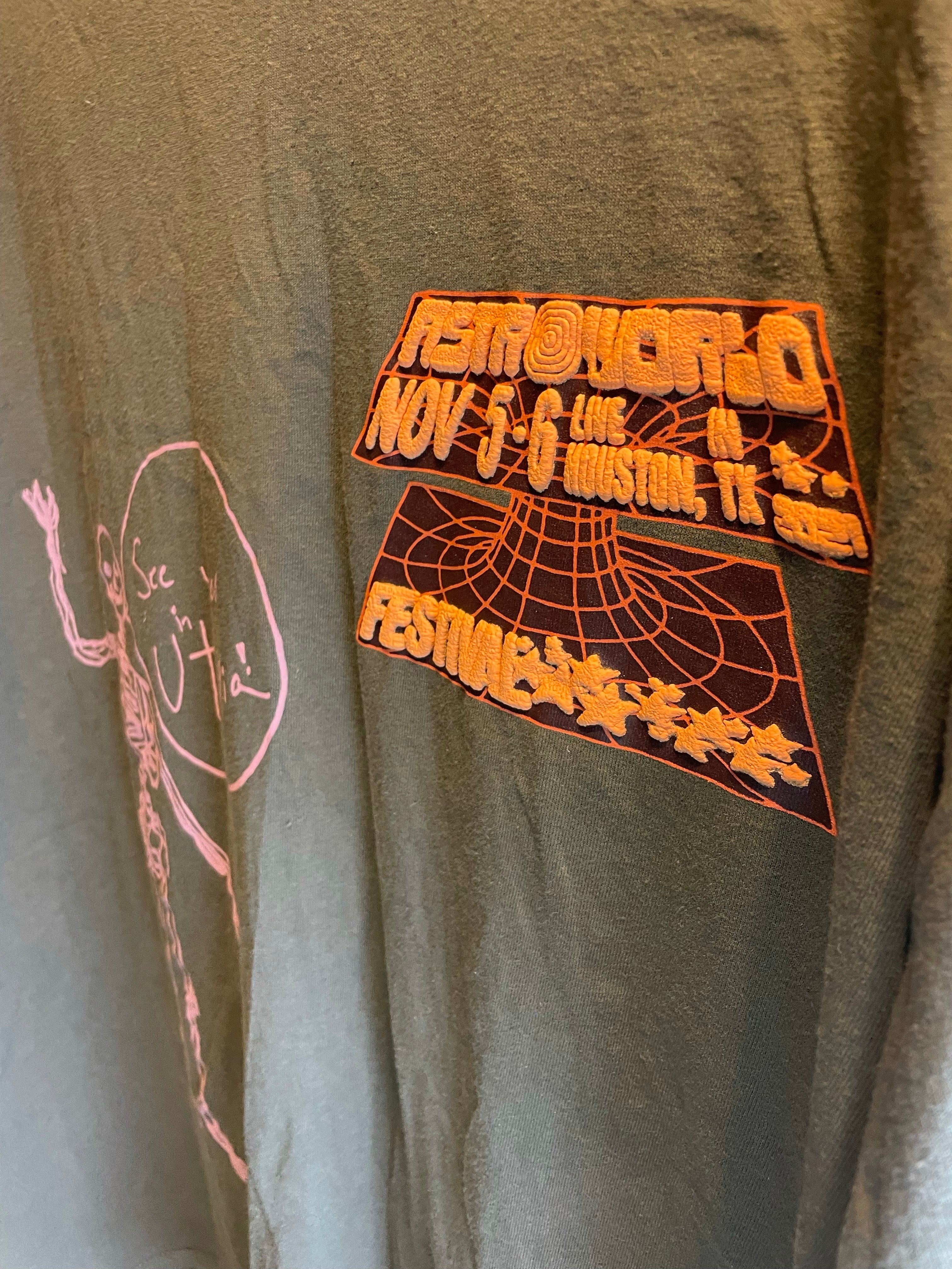 Astroworld Festival ‘21 Skeleton Open Your Eyes Peach Puff Print Tee